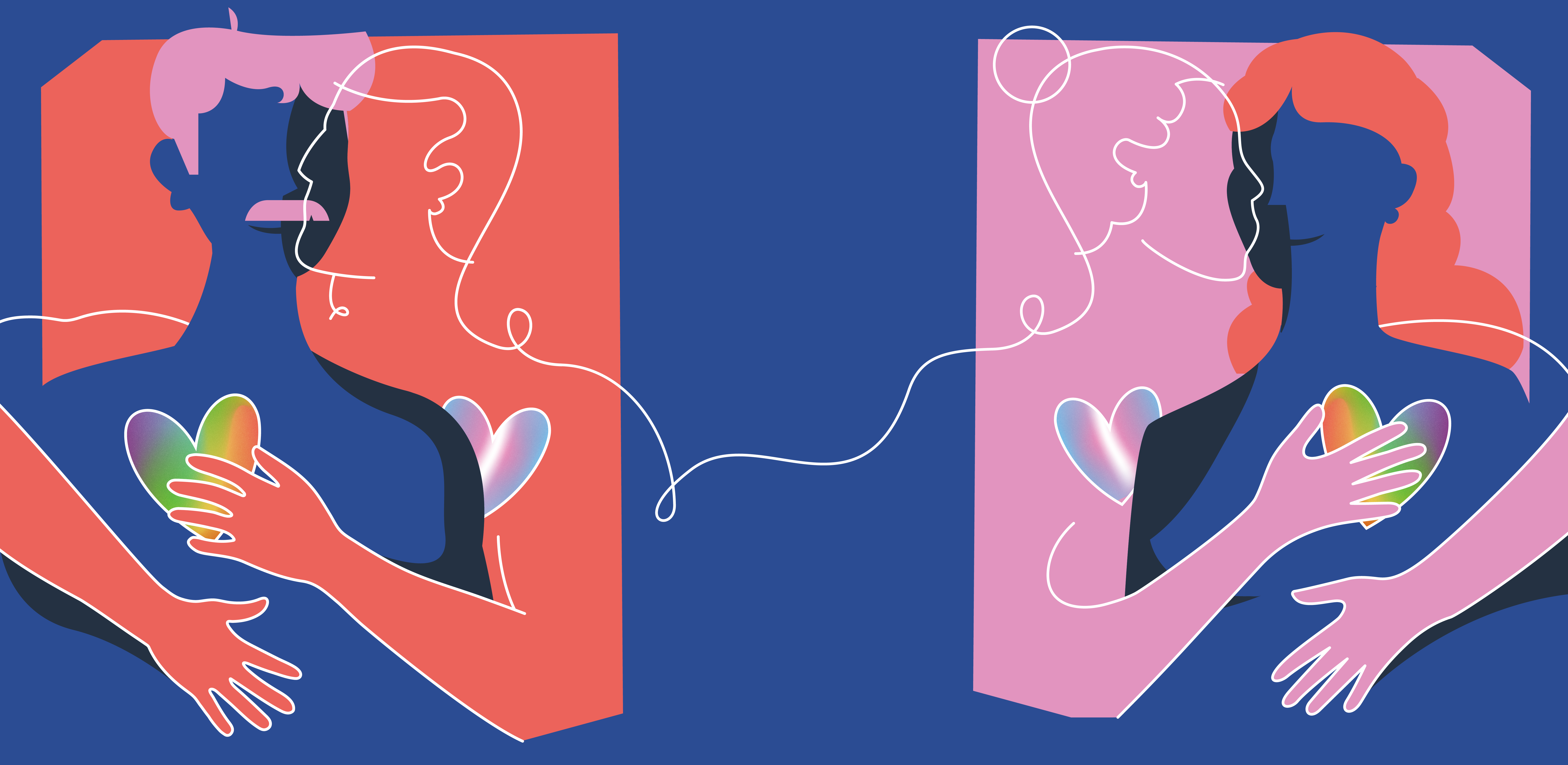 Illustratie van twee koppels van hetzelfde geslacht