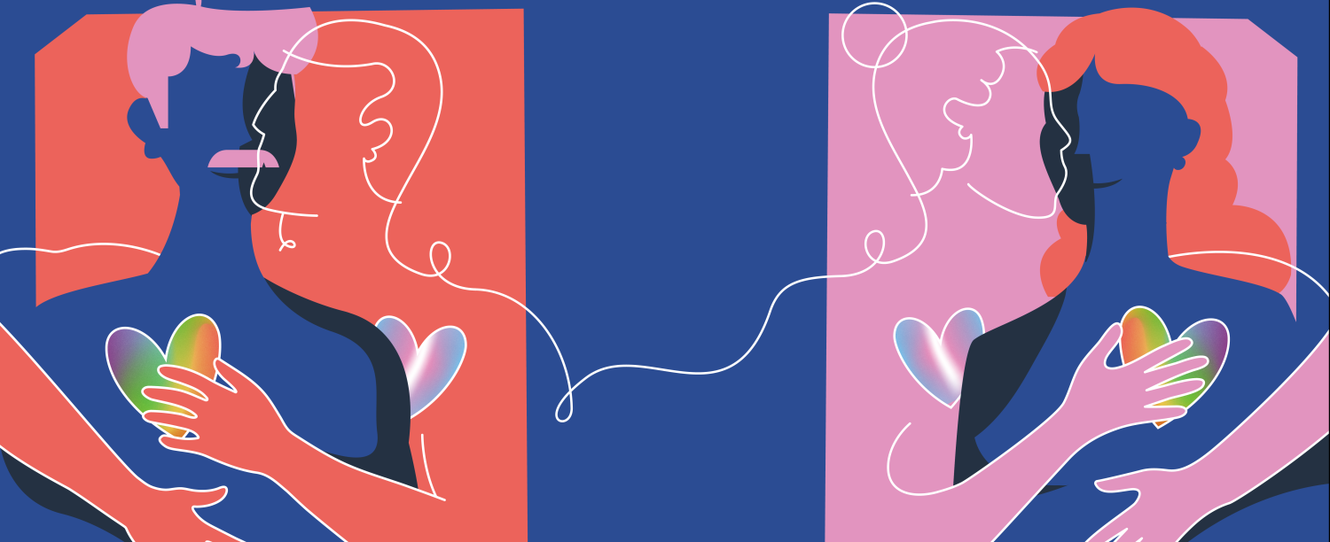 Illustratie van twee koppels van hetzelfde geslacht